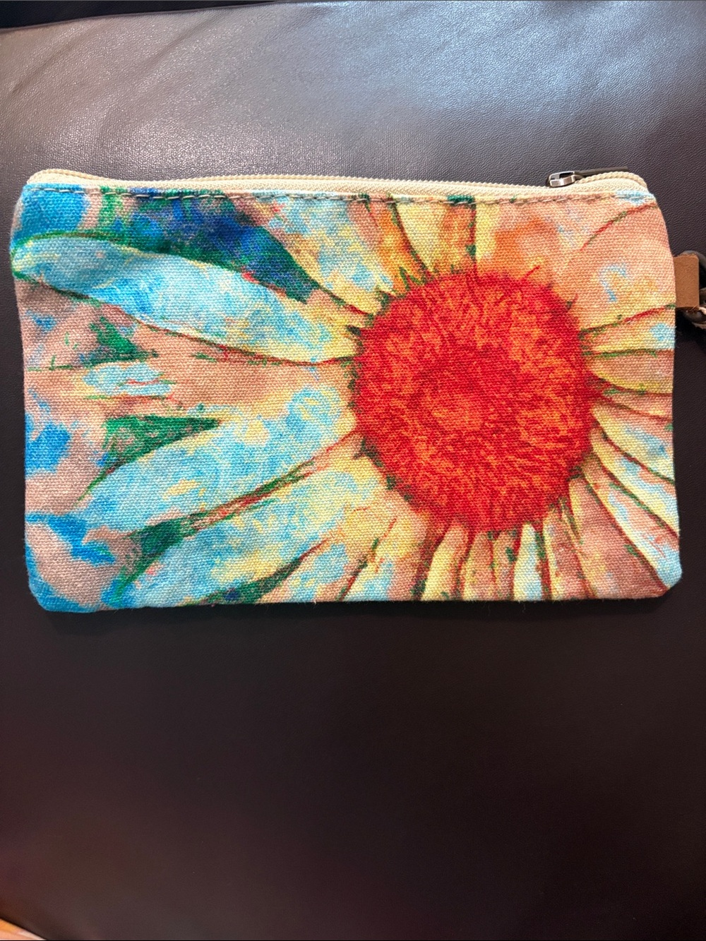 Floral Sunburst Canvas Wristlet Clutch in Multicolor